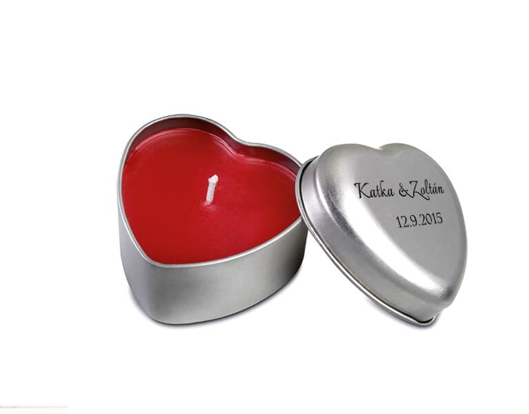 Tampónová potlač logo Katka & Zoltán na obale sviečky 2