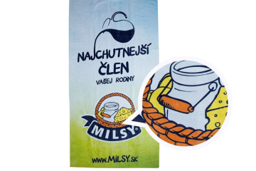 Sublimácia logo Milsy na uterák Sublimacia logo Milsy na uterak