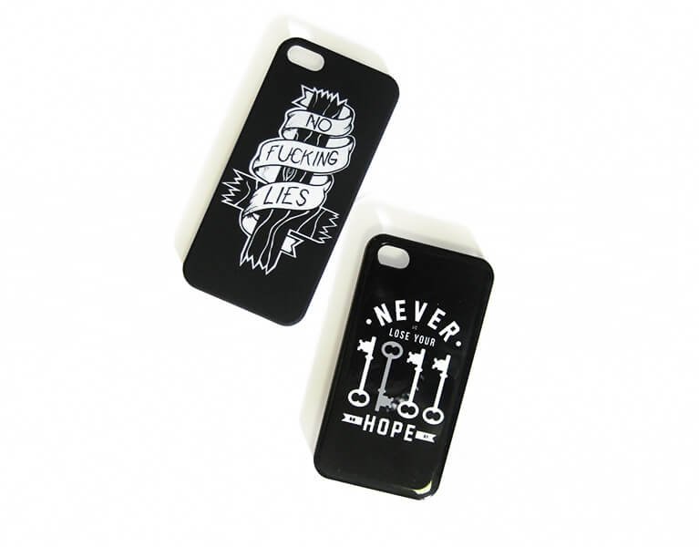 UV tlac logo Never hope na kryt mobilu