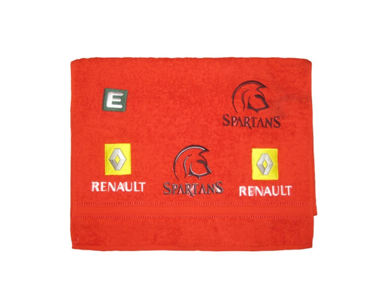 Vysivka logo Renault na rucnik