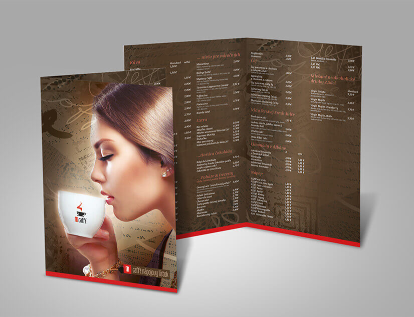 Menu lístok ako brožúra