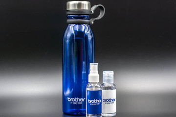 Reklamná potlač na fľaške a dezinfekcii logo