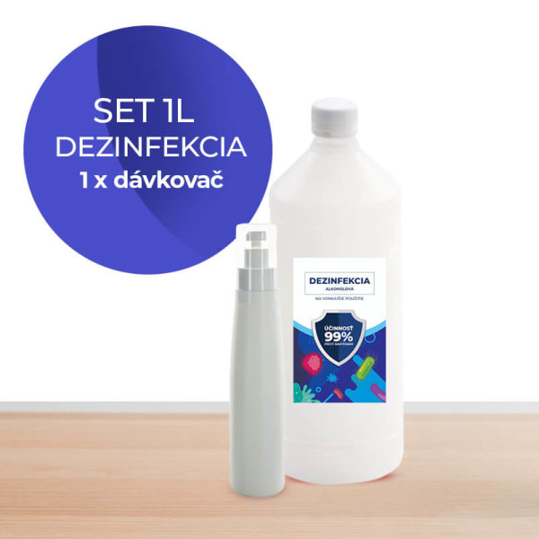 Set 1L fľaše alkoholovej dezinfekcie s 200 ml dávkovačom