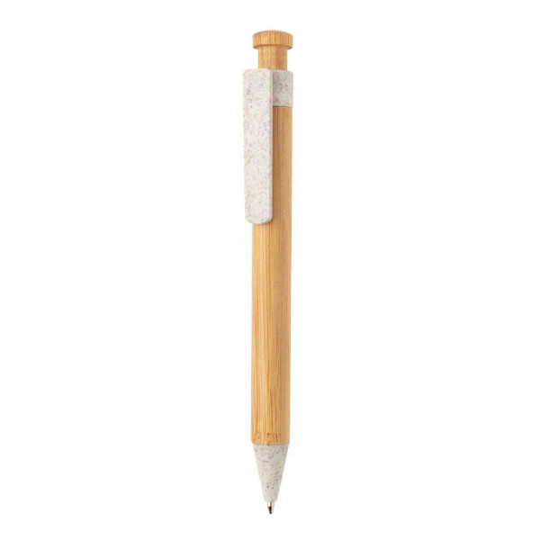 Bambusové pero s klipom z pšeničnej slamy