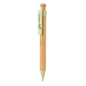 Bambusové pero s klipom z pšeničnej slamy - Reklamnepredmety