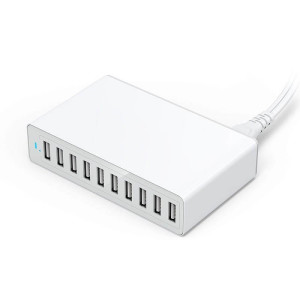 Sieťový USB adaptér s 10 USB výstupmi, 50 WATT - Reklamnepredmety