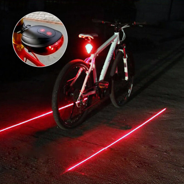 Zadné LED osvetlenie na bicykel s laserom