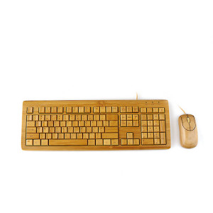 Sada - bambusová myš a klávesnica s káblom - Reklamnepredmety