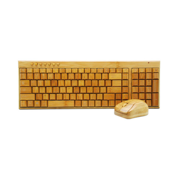 EKO bezdrôtová sada z bambusu - QWERTY klávesnica s myšou