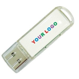Transparentný plastový USB flash disk s logoprintom - Reklamnepredmety