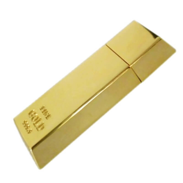 Kovový USB flash disk s viečkom - zlatá tehla