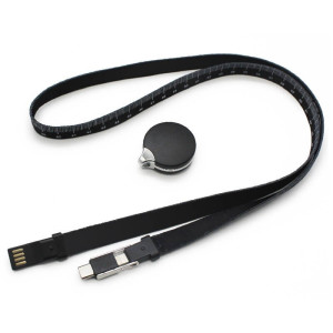 Napájací USB kábel 3v1 na šnúrke na krk - Reklamnepredmety