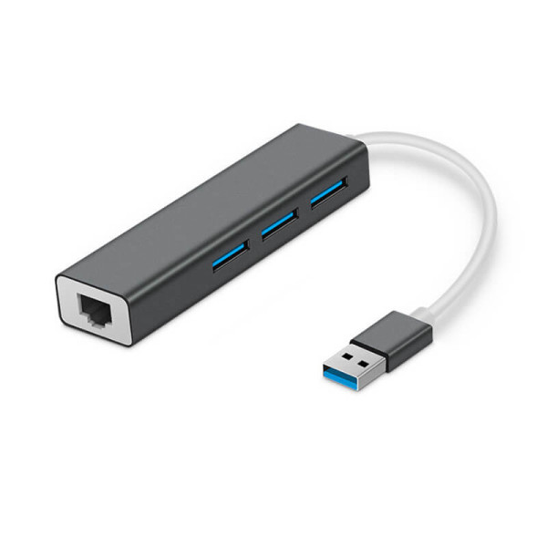 Dátový HUB s 3 USB 3.0 A RJ45 portom