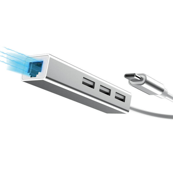 Dátový HUB s 3 USB 3.0 A RJ45 portom