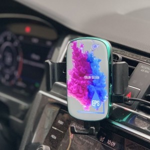 Moderný bezdrôtový držiak na mobil do auta so svietiacim LED logom - Reklamnepredmety