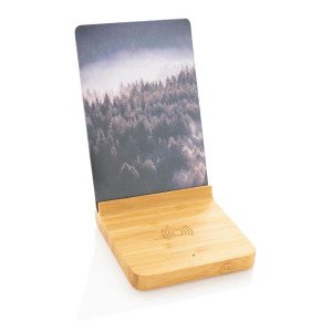Bambusový fotorámček s bezdrôtovou nabíjačkou 5W - Reklamnepredmety