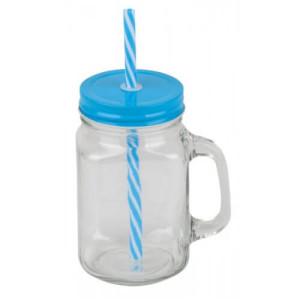 Sklenený hrnček so slamkou SUMMER DRINK