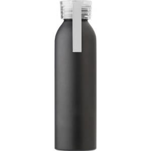 Čierna hliníková fľaša s farebným vrchnákom, 650 ml - Reklamnepredmety