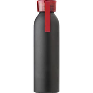 Čierna hliníková fľaša s farebným vrchnákom, 650 ml - Reklamnepredmety