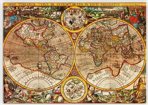 Drevený obraz Antique Maps