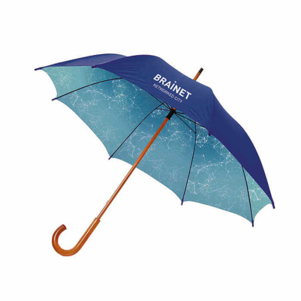 23" dáždnik s drevenou rukoväťou, plnofarebne potlačiteľný