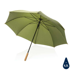 27" bambusový auto-open deštník Impact ze 190T RPET AWARE™, - Reklamnepredmety