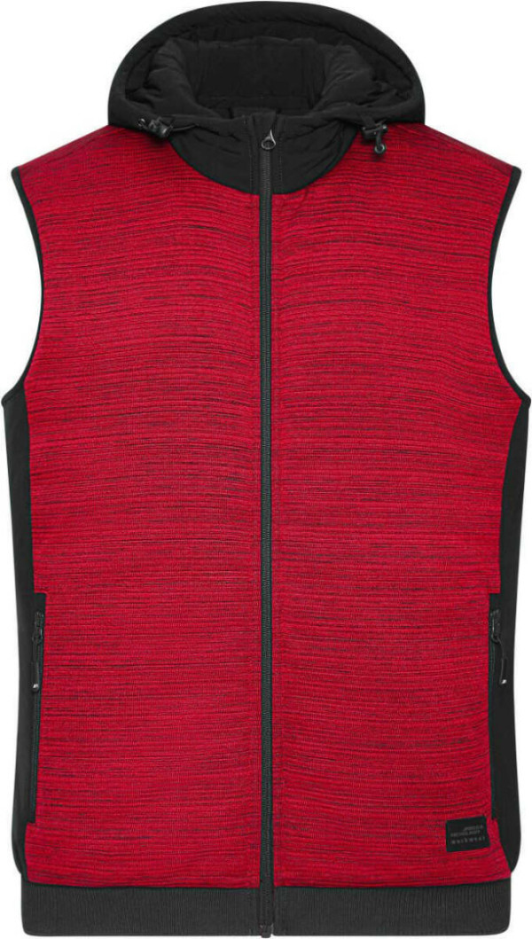 Pánska vatovaná hybridná pletená fleecová vesta