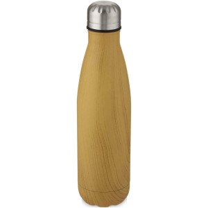 Nerezová fľaša s vákuovou izoláciou s objemom 500 ml s drevenou potlačou Cove - Reklamnepredmety
