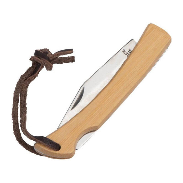 Vreckový nôž s bambusovým povrchom a pútkom na zavesenie