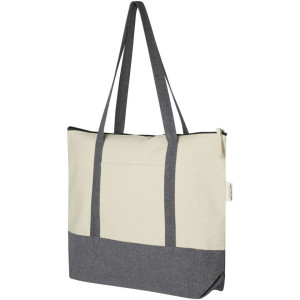 Nákupná taška na zips z recyklovanej bavlny s gramážou 320 g/m² s objemom 10 litrov Repose - Reklamnepredmety