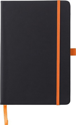 BARTAMUR Čierny zápisník A5 s tvrdými doskami a farebnou gumičkou - Reklamnepredmety