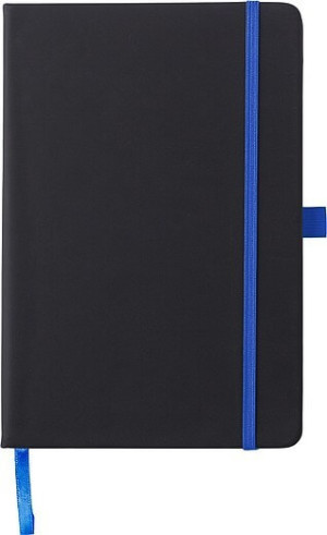 BARTAMUR Čierny zápisník A5 s tvrdými doskami a farebnou gumičkou - Reklamnepredmety