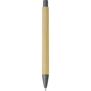 Guľôčkové pero s bambusovým telom a kovovou špičkou, čierna náplň - Reklamnepredmety