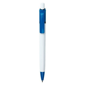 Plastové KP STILOLINEA s modrou náplňou, biele telo - Reklamnepredmety