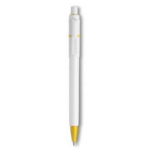 BEXER Plastové guličkové pero značky Stilolinea s bielym telom a farebnými detailmi, modrá náplň - Reklamnepredmety