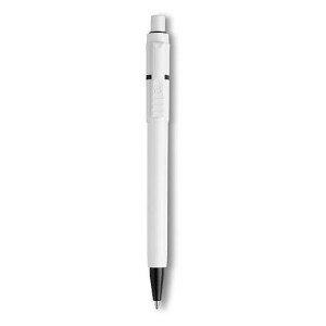BEXER Plastové guličkové pero značky Stilolinea s bielym telom a farebnými detailmi, modrá náplň - Reklamnepredmety