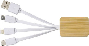 Nabíjací kábel 3v1 s bambusovým dekorom - Reklamnepredmety