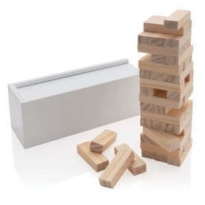 FSC® skladacia veža z drevených kvádrov v krabičke - Reklamnepredmety