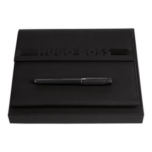 Set HUGO BOSS Black (obal A5 Cloud a guľôčkové pero Gear Ribs ) - Reklamnepredmety