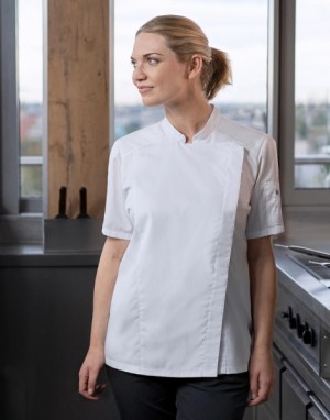 Moderný dámsky kuchársky rondon s krátkymi rukávmi - Reklamnepredmety