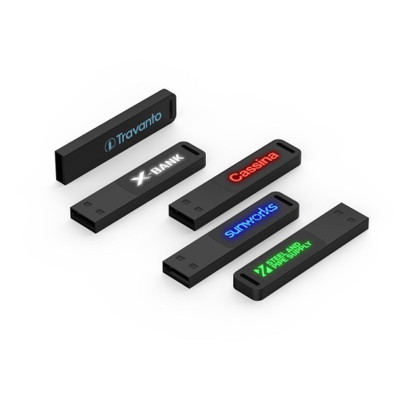 Slim mini kovový USB 2.0 / 3.0 flash disk s LED logom