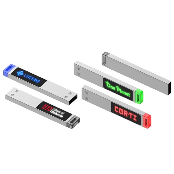 Slim USB 2.0 / 3.0 flash disk s LED logom a podsvietením