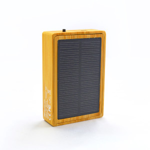 Bambusový bezdrôtový reproduktor so solárnym panelom - Reklamnepredmety