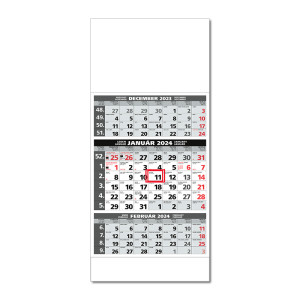 Plánovací kalendár ŠTANDARD 3M sivý 2024 - Reklamnepredmety