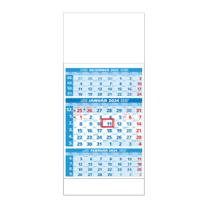 Plánovací kalendár ŠTANDARD 3M modrý 2024 - Reklamnepredmety