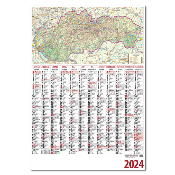 Plánovací kalendár s mapou 2024