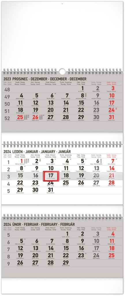 Nástenný kalendár 3-mesačný štandard skladací CZ 2024