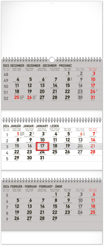 Nástenný kalendár 3-mesačný štandard skladací 2024