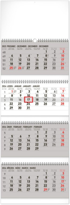 Nástenný kalendár 4-mesačný štandard skladací CZ 2024 - Reklamnepredmety