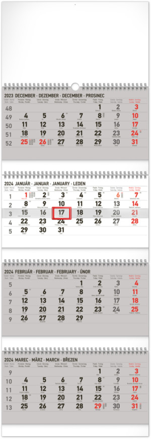 Nástenný kalendár 4-mesačný štandard skladací 2024 - Reklamnepredmety